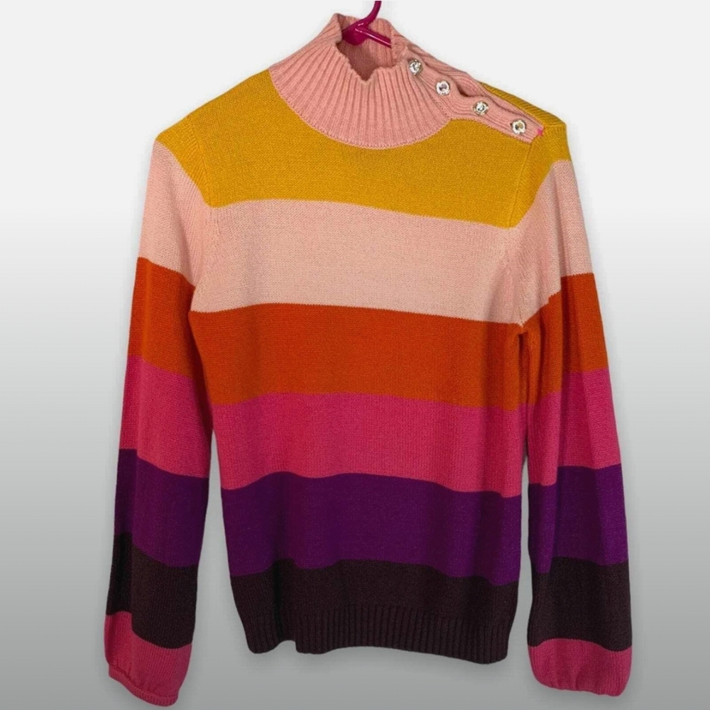 🦄New York & Company Multicolor Striped Turtleneck Sweater Size XL